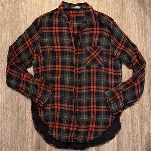Zara Black & Orange Plaid Button-Down Tunic